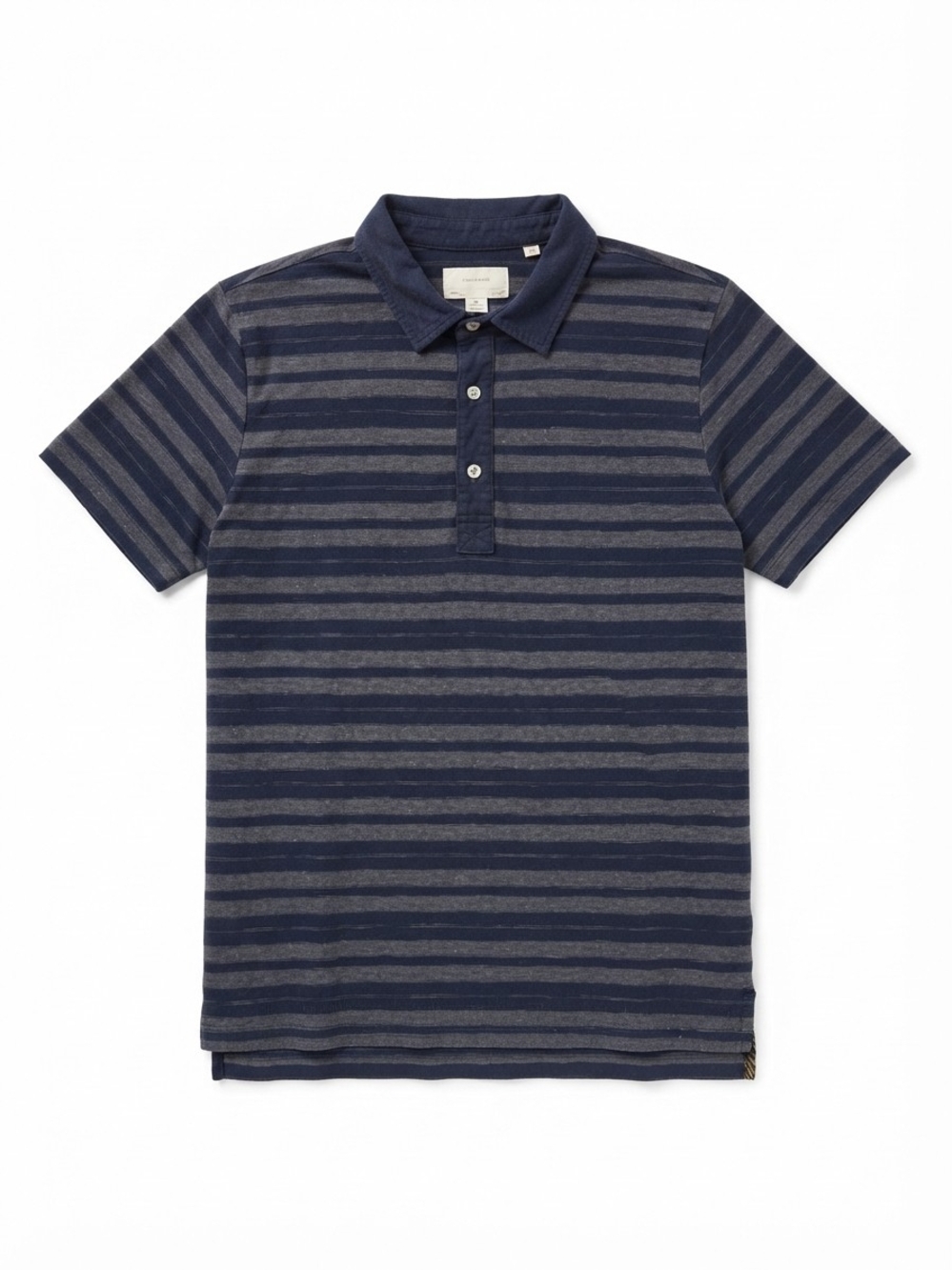 Men's Navy and Gray Striped Polo Shirt